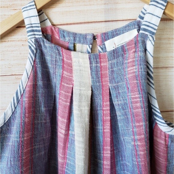 Anthropologie Krisha Striped Sleeveless Textured Cotton Blend Tank Top - Picture 4 of 10
